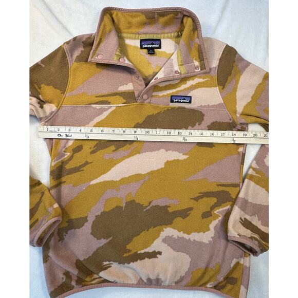 Patagonia Synchilla Pink Orange Gold Camo Pullover Fleece Jacket rare Small - Picture 7 of 8